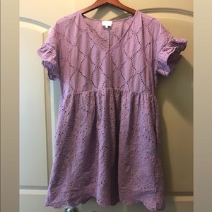 Lavender eyelet sundress with pockets